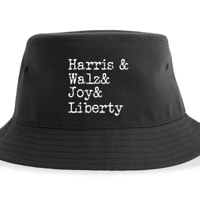 Harris Walz Joy Liberty Vote Kamala Harris President 2024 Sustainable Bucket Hat