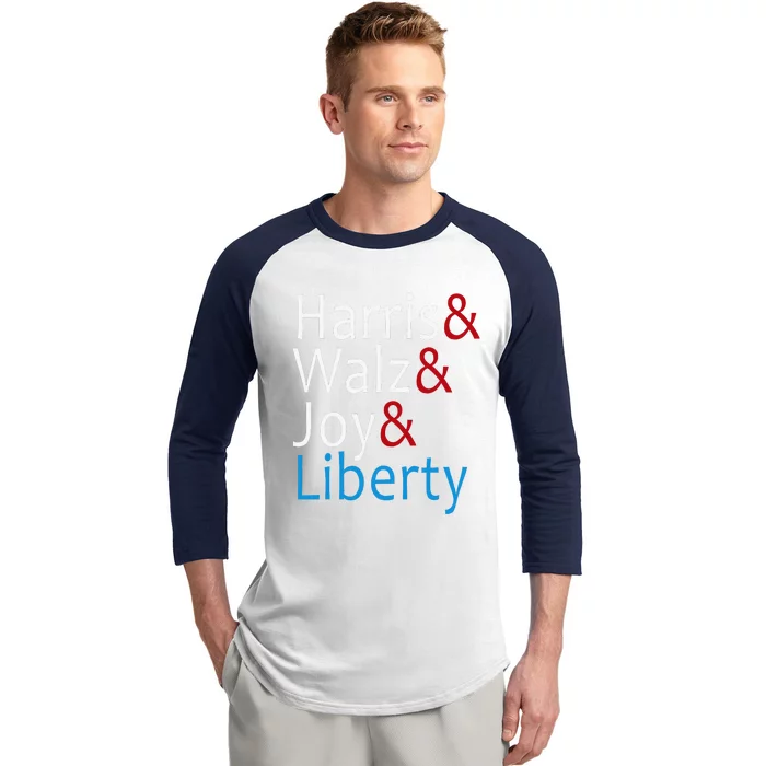 Harris Walz Joy Liberty Vote Kamala Harris President Baseball Sleeve Shirt