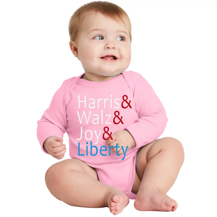 Harris Walz Joy Liberty Vote Kamala Harris President Baby Long Sleeve Bodysuit