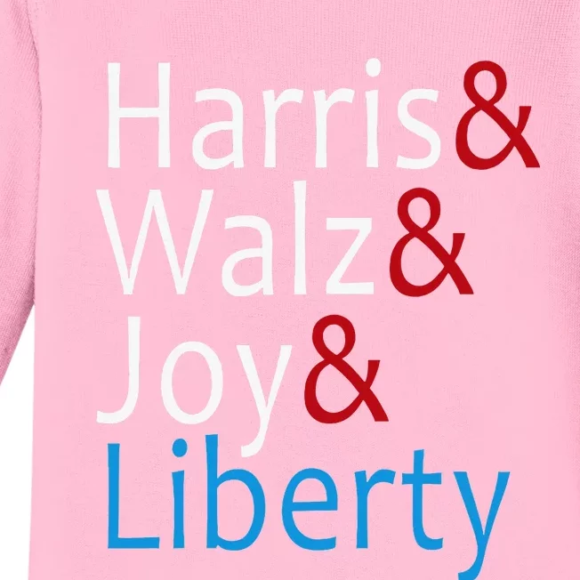 Harris Walz Joy Liberty Vote Kamala Harris President Baby Long Sleeve Bodysuit