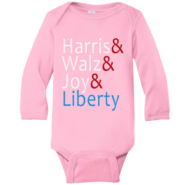 Harris Walz Joy Liberty Vote Kamala Harris President Baby Long Sleeve Bodysuit