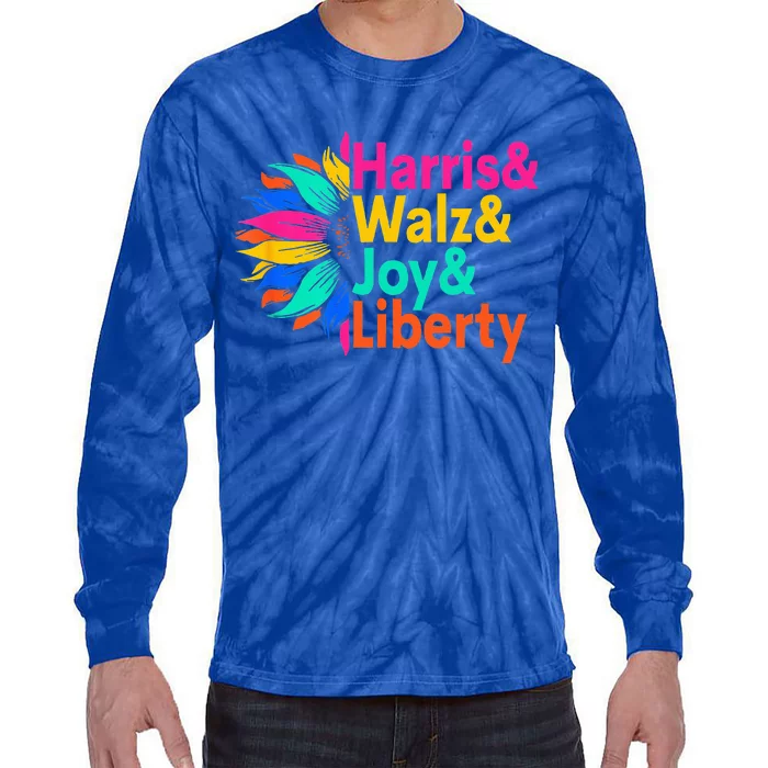 Harris Walz Joy Liberty Sunflower Tie-Dye Long Sleeve Shirt