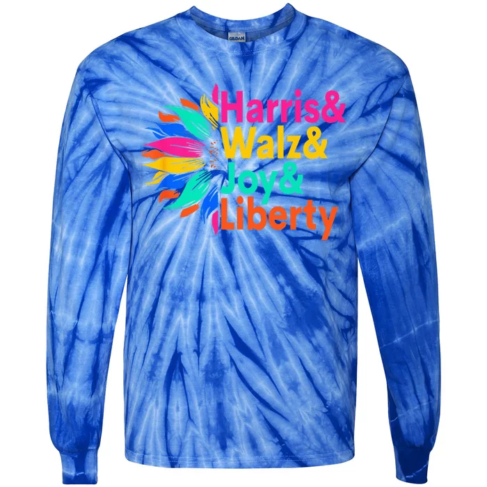 Harris Walz Joy Liberty Sunflower Tie-Dye Long Sleeve Shirt