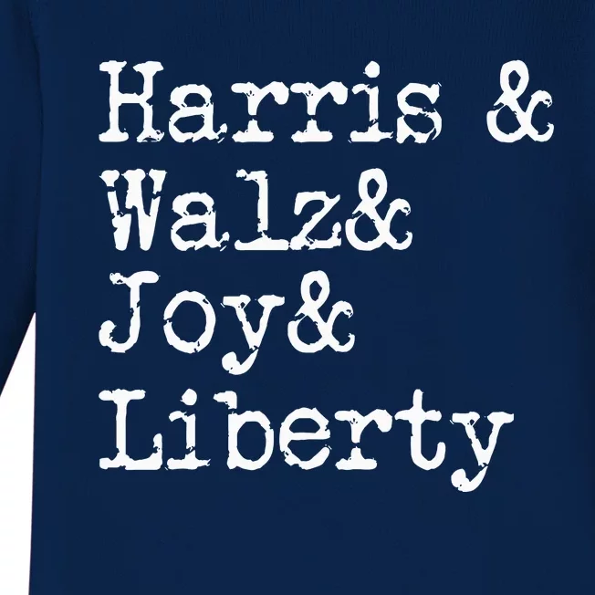 Harris Walz Joy Liberty Vote Kamala Harris President 2024 Baby Long Sleeve Bodysuit