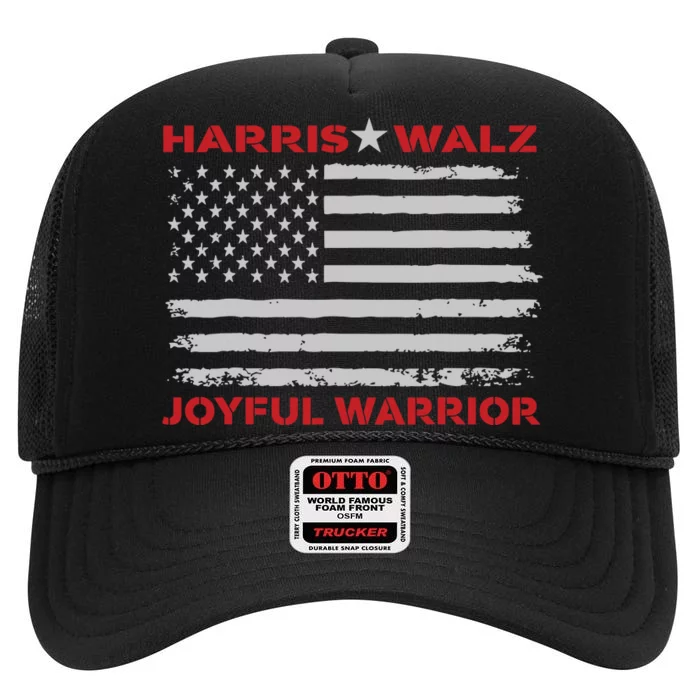 Harris Waltz Joyful Warrior Kamala Harris Tim Walz President High Crown Mesh Trucker Hat