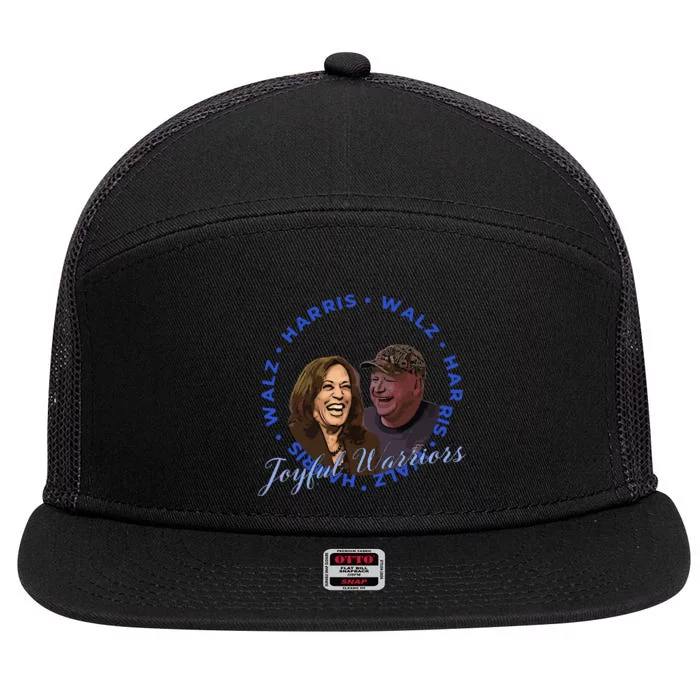 Harris Walz Joyful Warriors Walz Kamala Harris 2024 7 Panel Mesh Trucker Snapback Hat