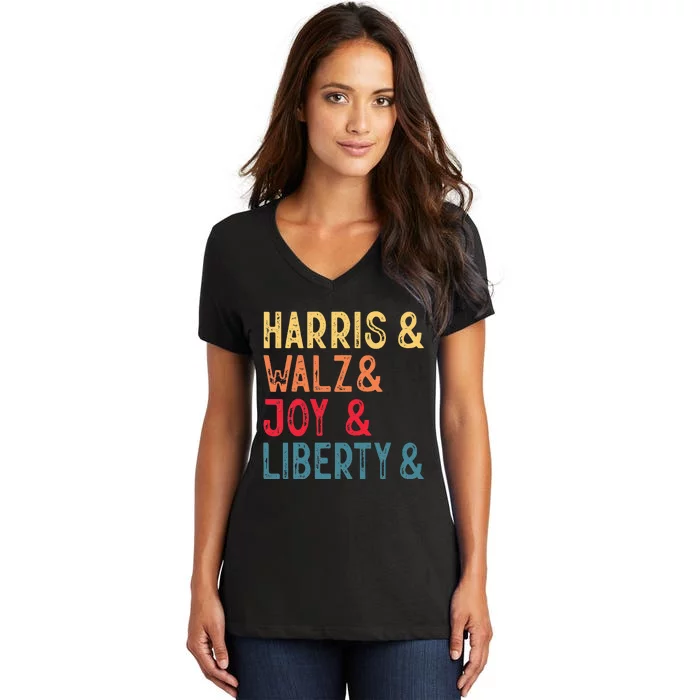 Harris Walz Joy Liberty Women's V-Neck T-Shirt