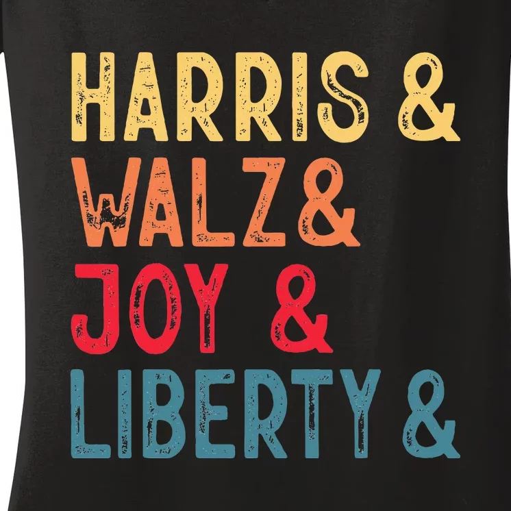 Harris Walz Joy Liberty Women's V-Neck T-Shirt