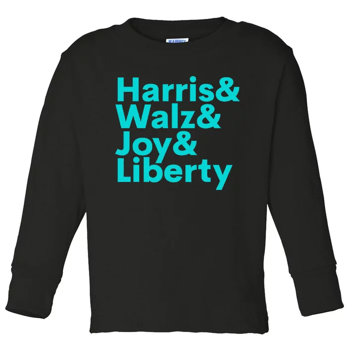 Harris Walz Joy Liberty Harris Walz Waltz 2024 Toddler Long Sleeve Shirt