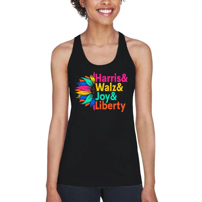 Harris Walz Joy Liberty Sunflower Harris Walz Waltz 2024 Women's Racerback Tank