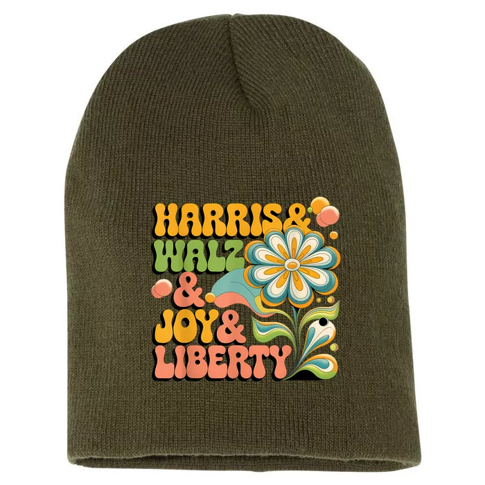 Harris Walz Joy Liberty Election Day Short Acrylic Beanie