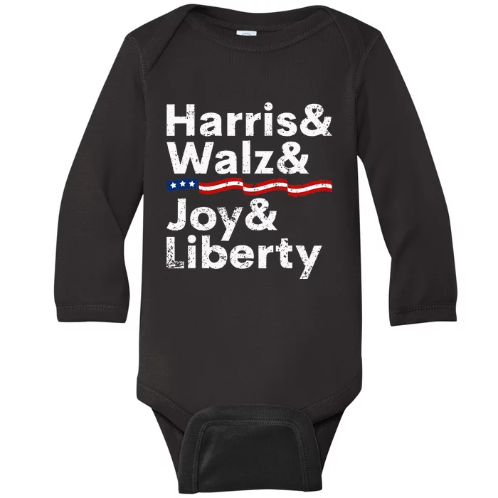 Harris Walz Joy Liberty Harris Walz Waltz 2024 Retro Baby Long Sleeve Bodysuit