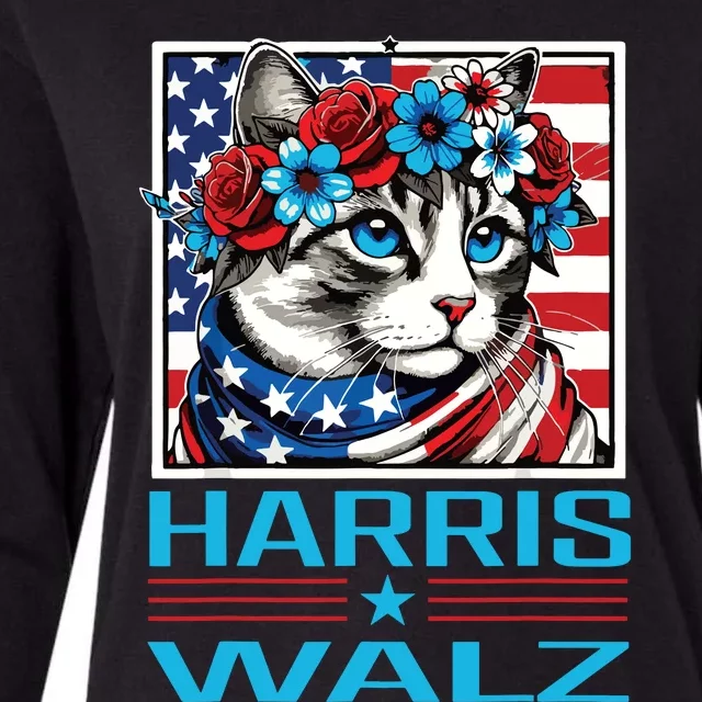 Harris Waltz Kamala Harris Tim Walz 2024 Vp Cat Ladies Flag Womens Cotton Relaxed Long Sleeve T-Shirt