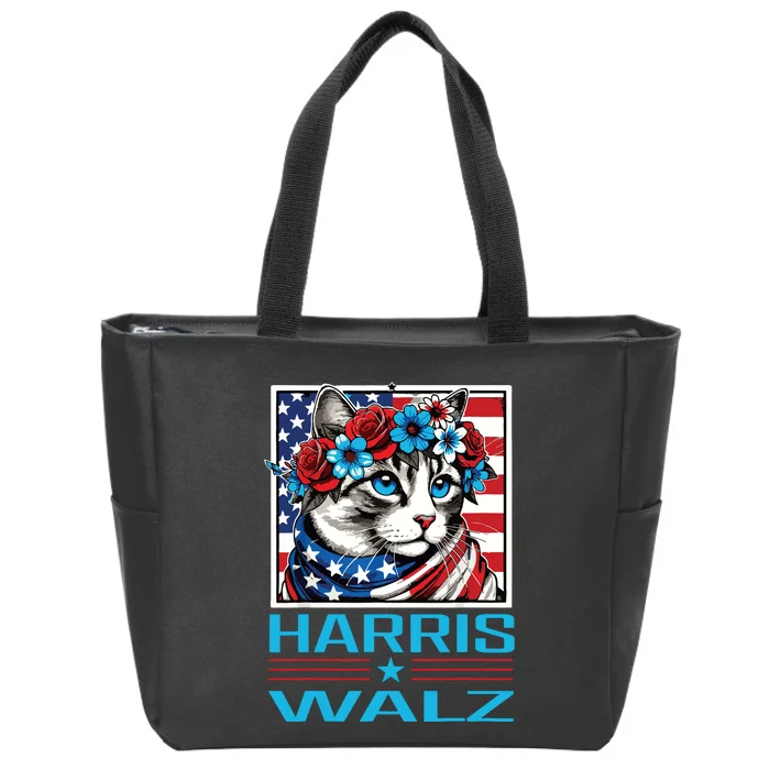 Harris Waltz Kamala Harris Tim Walz 2024 Vp Cat Ladies Flag Zip Tote Bag