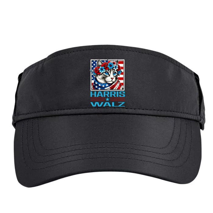 Harris Waltz Kamala Harris Tim Walz 2024 Vp Cat Ladies Flag Adult Drive Performance Visor