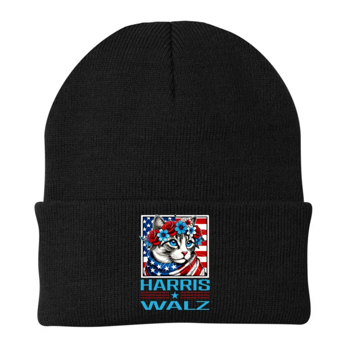 Harris Waltz Kamala Harris Tim Walz 2024 Vp Cat Ladies Flag Knit Cap Winter Beanie