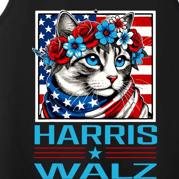 Harris Waltz Kamala Harris Tim Walz 2024 Vp Cat Ladies Flag Performance Tank