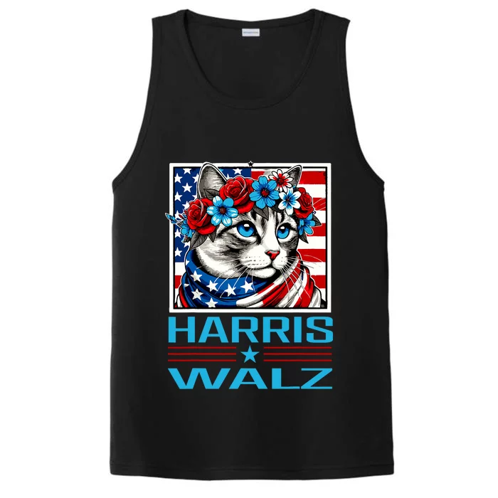 Harris Waltz Kamala Harris Tim Walz 2024 Vp Cat Ladies Flag Performance Tank