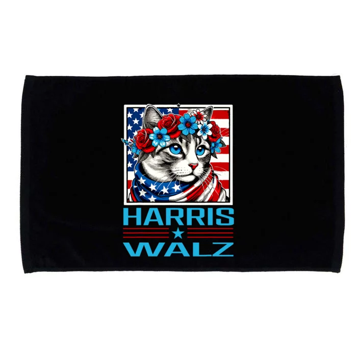 Harris Waltz Kamala Harris Tim Walz 2024 Vp Cat Ladies Flag Microfiber Hand Towel