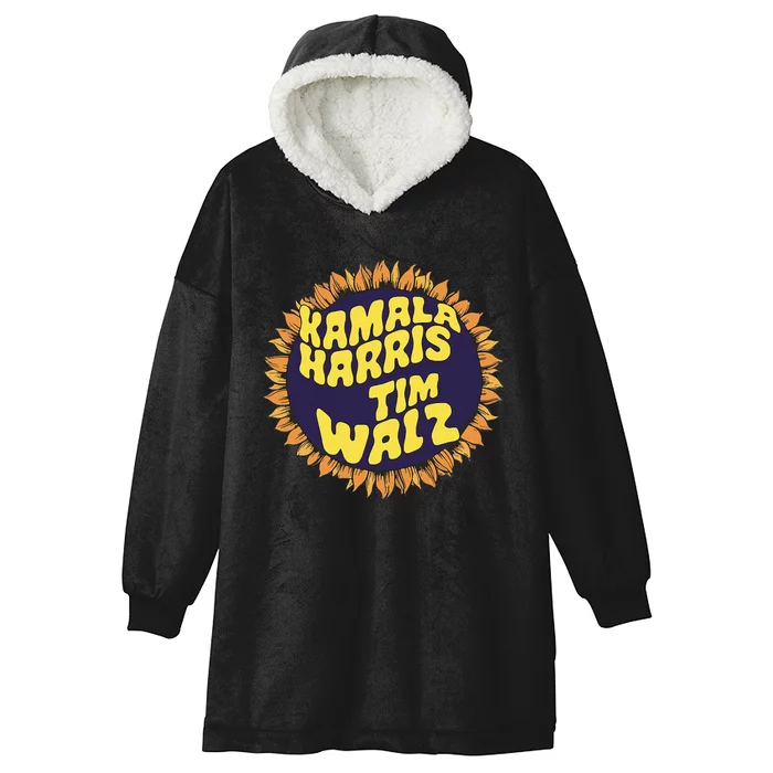 Harris Walz Kamala Harris 2024 Sunflower Retro Vintage 80s Hooded Wearable Blanket