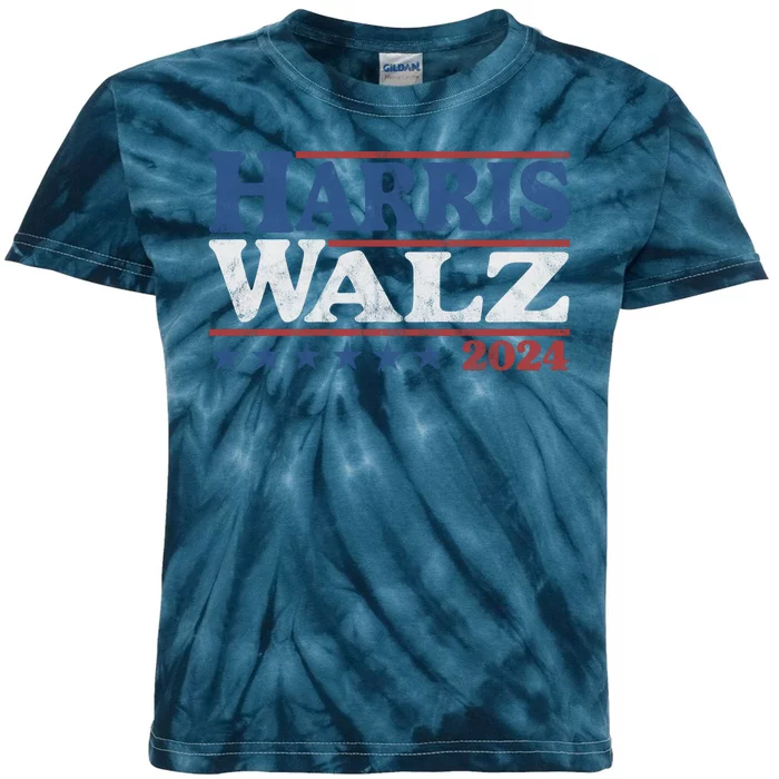 Harris Waltz Kamala Harris Tim Waltz 2024 Vintage Election Kids Tie-Dye T-Shirt