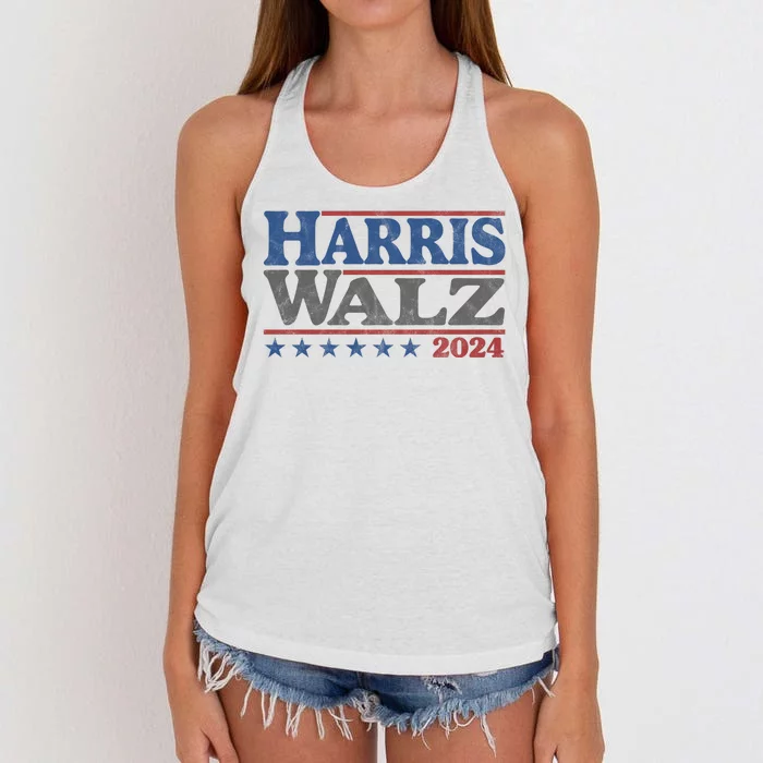 Harris Waltz Kamala Harris Tim Waltz 2024 Vintage Election Women's Knotted Racerback Tank