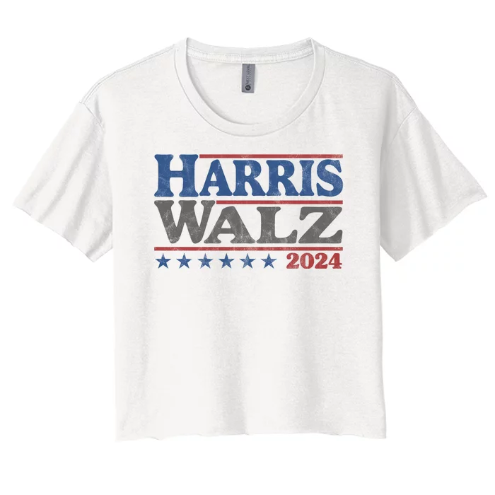 Harris Waltz Kamala Harris Tim Waltz 2024 Vintage Election Women's Crop Top Tee