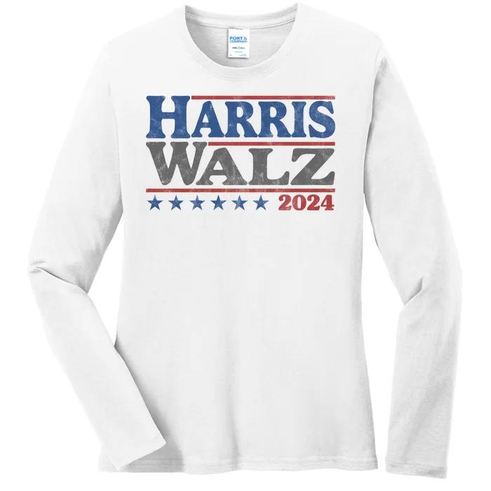 Harris Waltz Kamala Harris Tim Waltz 2024 Vintage Election Ladies Long Sleeve Shirt