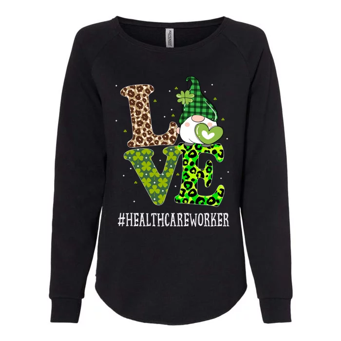 Healthcare Worker Love St Patricks Day Gnome Leopard Gift Womens California Wash Sweatshirt