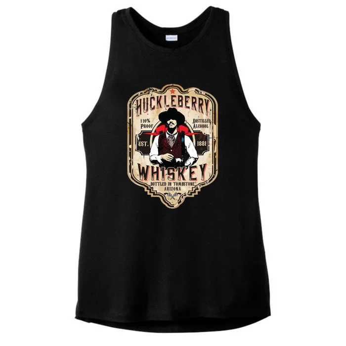 Huckleberry Whiskey Label Ladies Tri-Blend Wicking Tank