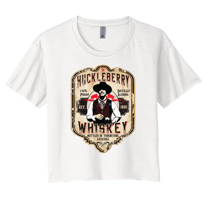 Huckleberry Whiskey Label Women's Crop Top Tee