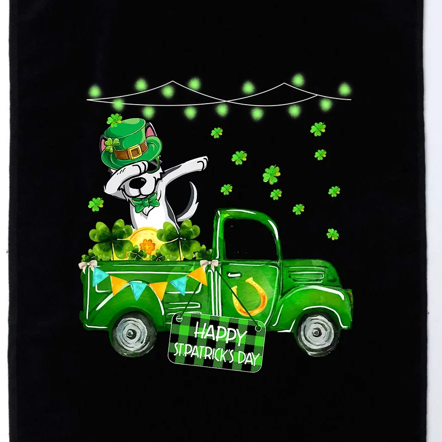 Husky With Leprechaun Hat Shamrock Patrick's Day Platinum Collection Golf Towel