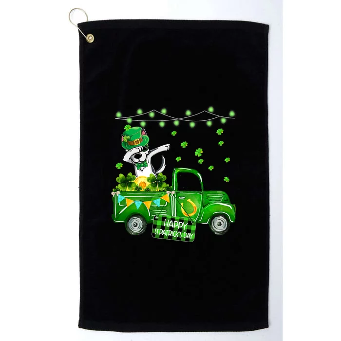 Husky With Leprechaun Hat Shamrock Patrick's Day Platinum Collection Golf Towel