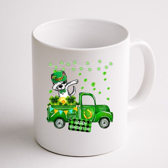 Husky With Leprechaun Hat Shamrock Patrick's Day Front & Back Coffee Mug