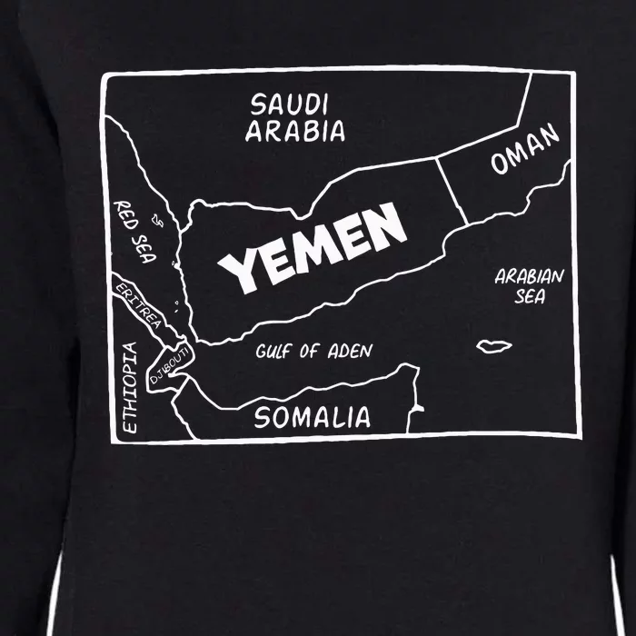 Handdrawn White Line Map Of Yemen And Neighboring Countries Womens California Wash Sweatshirt