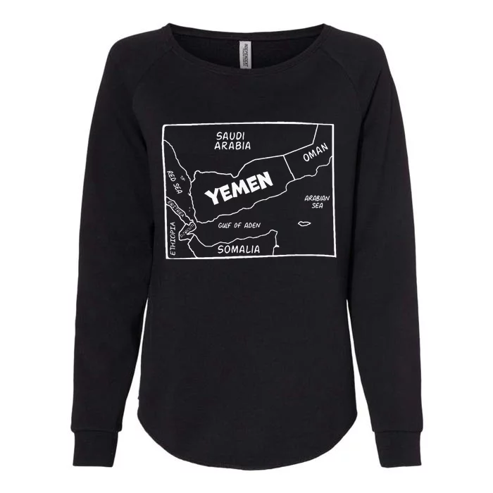 Handdrawn White Line Map Of Yemen And Neighboring Countries Womens California Wash Sweatshirt