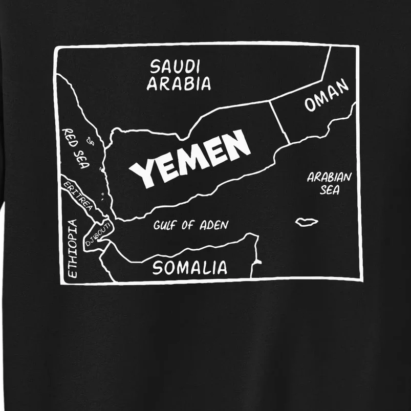 Handdrawn White Line Map Of Yemen And Neighboring Countries Tall Sweatshirt