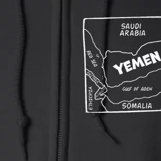 Handdrawn White Line Map Of Yemen And Neighboring Countries Full Zip Hoodie