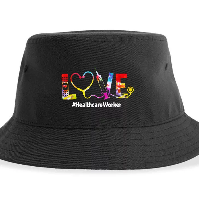 Healthcare Worker Love Tie Dye Nursing Lover Sustainable Bucket Hat