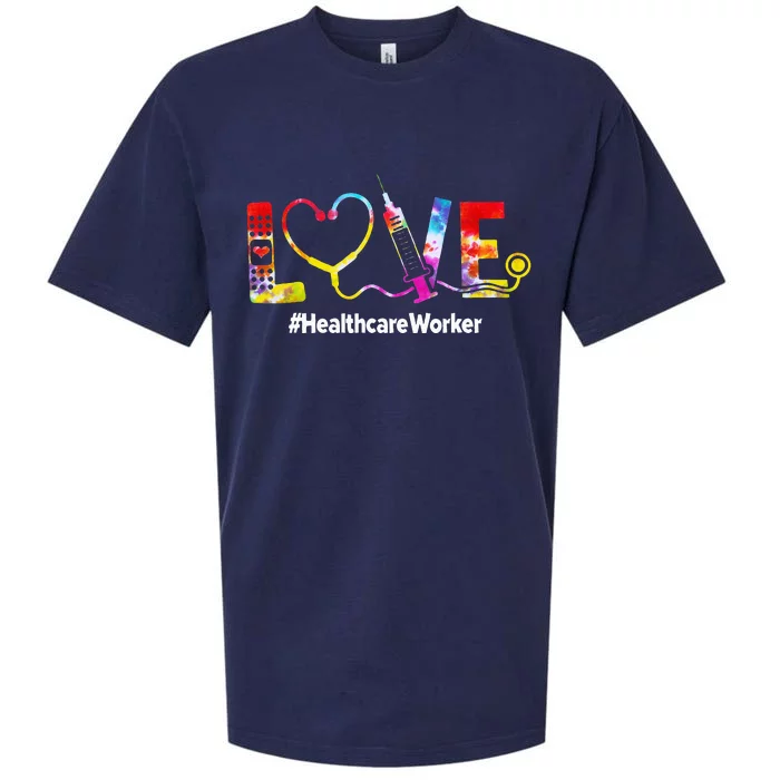 Healthcare Worker Love Tie Dye Nursing Lover Sueded Cloud Jersey T-Shirt