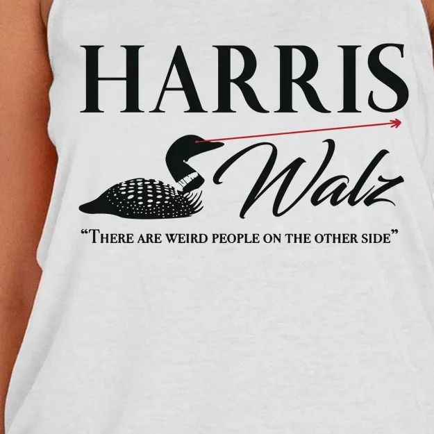 Harris Walz Laser Loon Weird Campaign Women's Knotted Racerback Tank