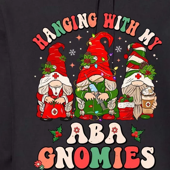 Hanging With My Aba Gnomies Cute Christmas Aba Therapy Premium Hoodie