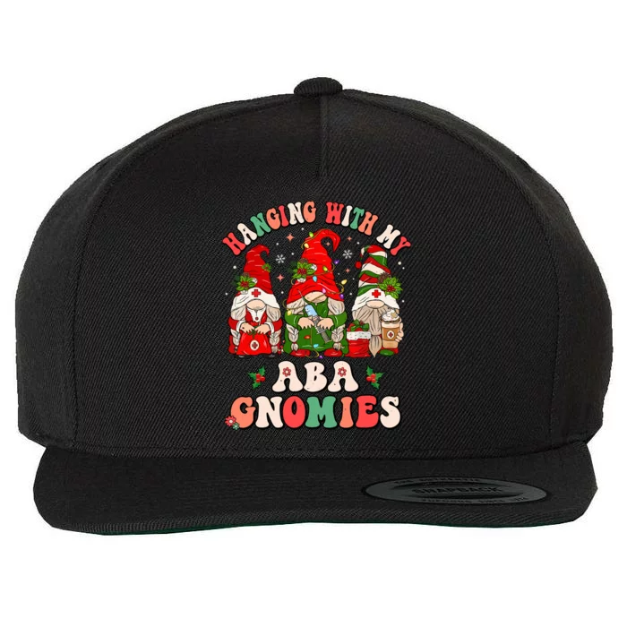 Hanging With My Aba Gnomies Cute Christmas Aba Therapy Wool Snapback Cap