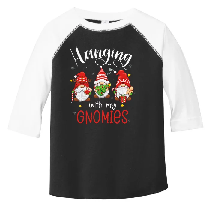 Hanging With My Gnomies Funny Christmas Gnome Toddler Fine Jersey T-Shirt