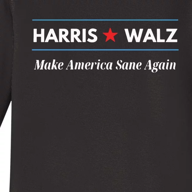 Harris Walz Make America Sane Again Baby Long Sleeve Bodysuit