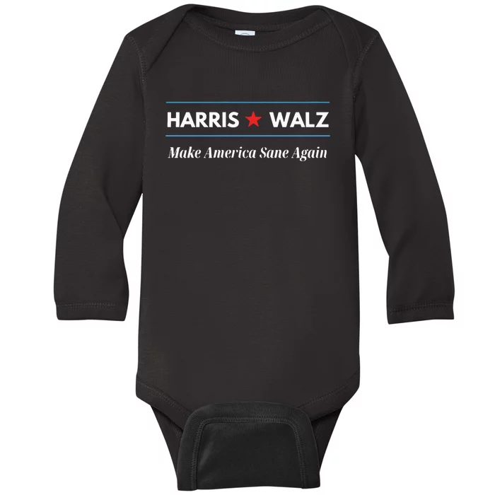 Harris Walz Make America Sane Again Baby Long Sleeve Bodysuit