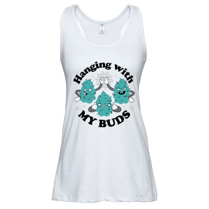 Hanging With My Buds Funny Marijuana Ladies Essential Flowy Tank