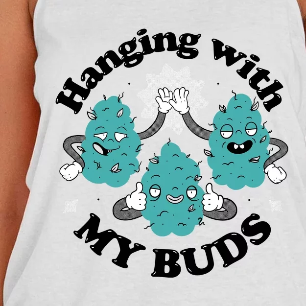 Hanging With My Buds Funny Marijuana Women's Knotted Racerback Tank