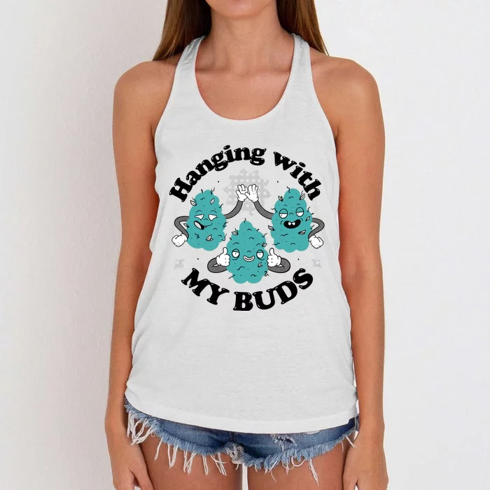 Hanging With My Buds Funny Marijuana Women's Knotted Racerback Tank