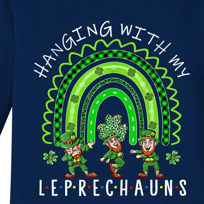 Hanging With My Leprechauns Patrick's Day Shamrock Rainbow Gift Baby Long Sleeve Bodysuit